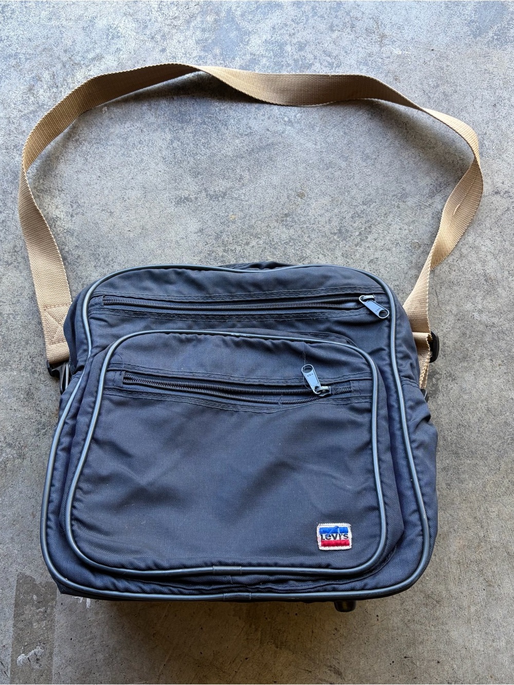 Levi's Navy Crossbody Travel small Bag with Tan Strap